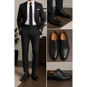 Allen Edmonds Perry Cap Oxford Dress Shoes Black Leather USA Men’s 9 D Classic